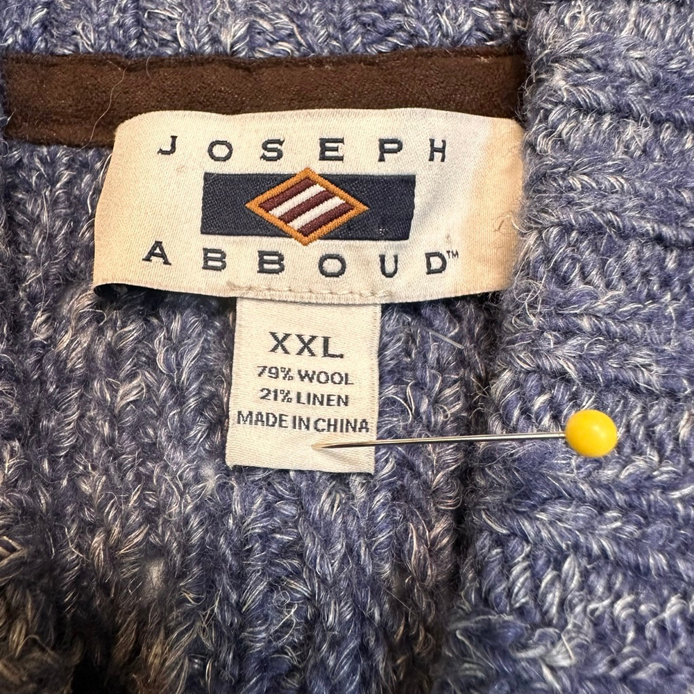 Joseph Abboud Wool Linen Shawl Collar Sweater | XXL Textured Knit - Picture 3 of 7